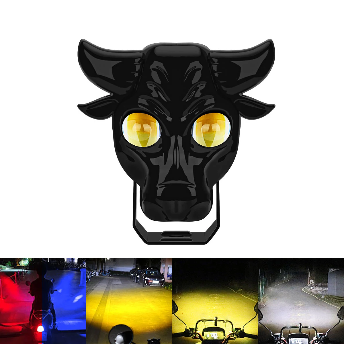 30W Motorcycle Driving Lights LED Laser Spotlights Bullhead Design 3 Wired 8 Modes Auxiliary Spotlights Headlights Bulbs