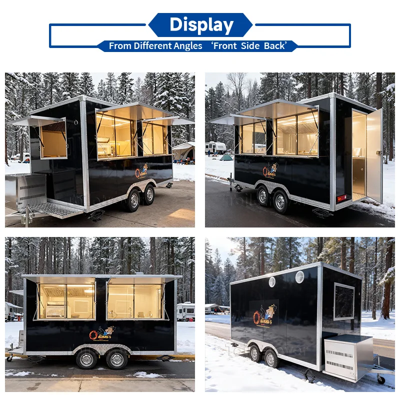 Street Food Truck Roulant Cheese Donut Mobile Food Trailer Cart Crepe Ice Cream Custom Vintage Food Trailer with Full Kitchen
