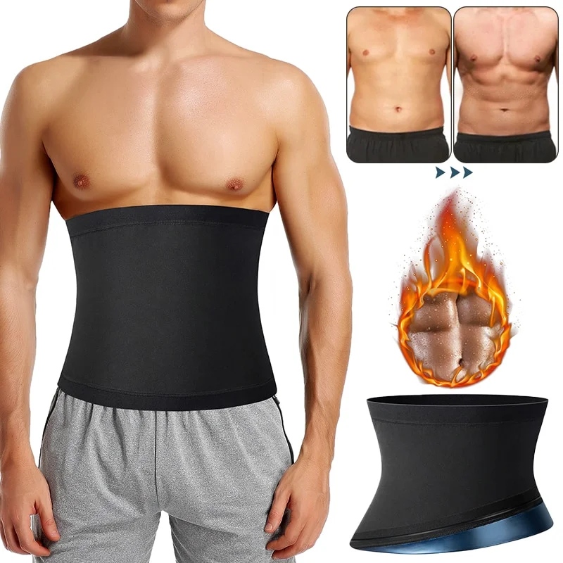 

Men's Abdomen Reducer Sauna Body Shaper Fitness Sweat Trimmer Belt Waist Trainer Belly Slimming Shapewear Waist Trainer Corset