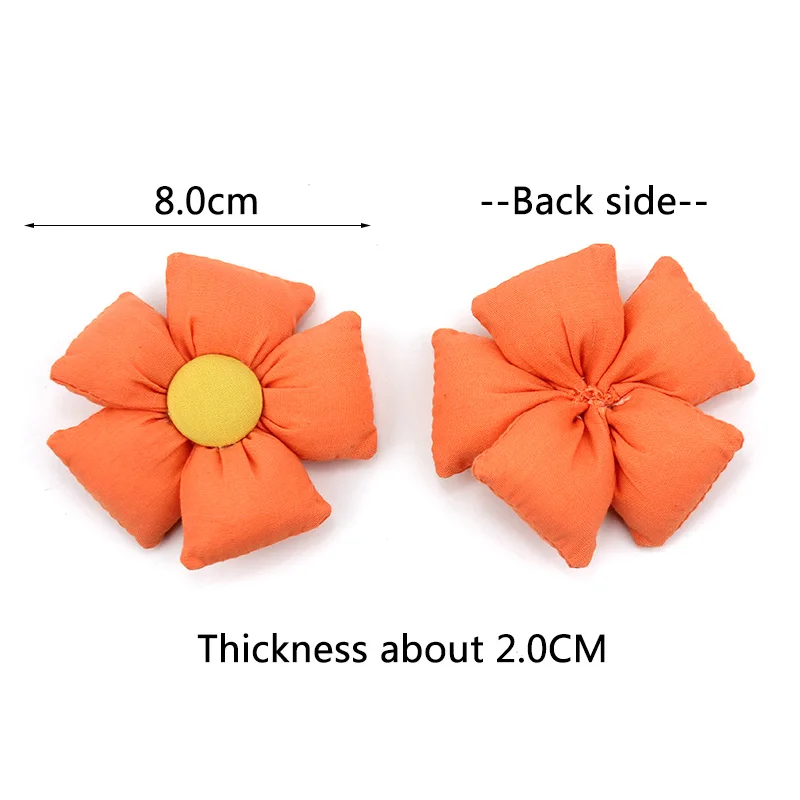 6Pcs 8cm Handmade Big Flowers Padded Appliques For Baby Headwear Hairpin Crafts Decor Bag Clothing Patches Accessories