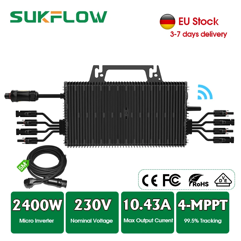 2400W Mikro-Wechselrichter mit 4 MPPT-Monitoren und WLAN-Funktion für Balkon-Netzgekoppelte Solaranlagen – Neu eingetroffen