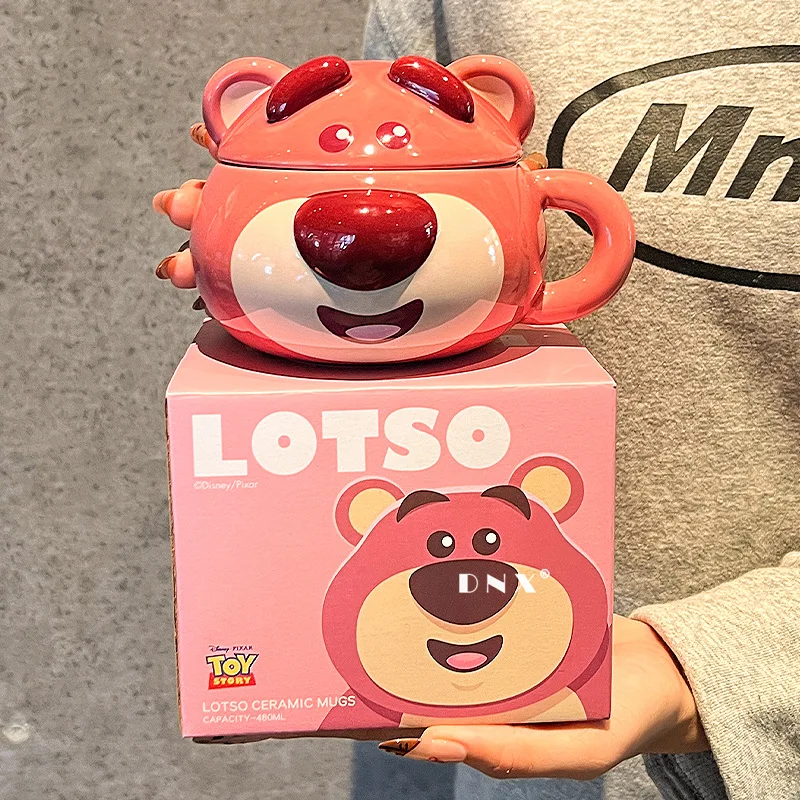 480Ml Kawaii Disney Lotso Pooh Bear Cartoon Ceramic Mug Milk Cup Home Children Cute Drink Cup Office Coffee Cup Christmas Gift