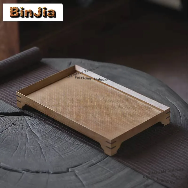Handmade Bamboo Rectangular Kitchen Storage & Organization Traditional Sweet Table Decoration Trays Cutlery Organizer for Tea