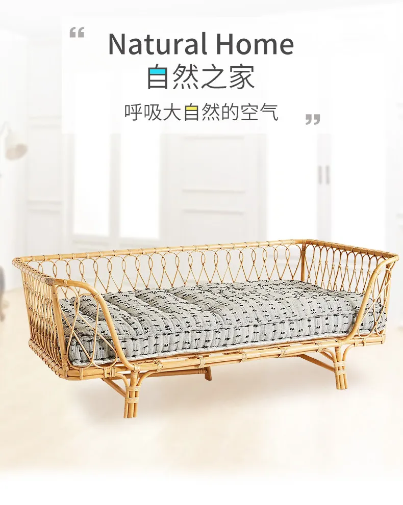 

Современный простой диван-кровать из ротанга для дома, ротанговая кровать для небольшой квартиры, диван-кровать двойного назначения для гостиной