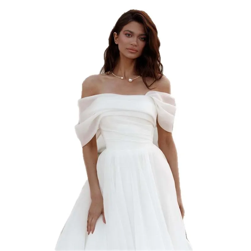 2025New Style Wedding Dress Bride Off-Shoulder Slimming Mori Style Princess Puffy Skirt French Style High-End Elegant Fairy