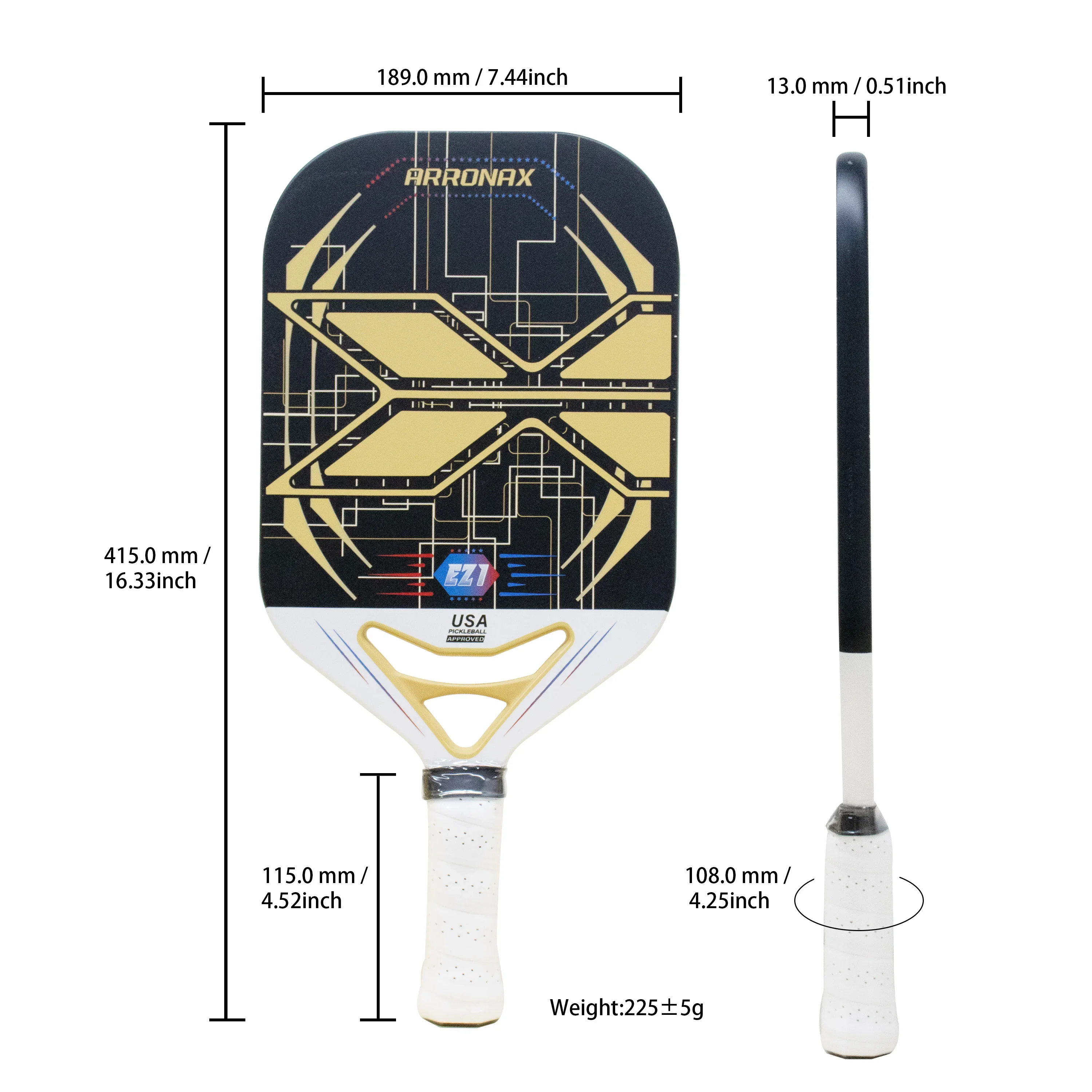 

Arronax Pickleball Paddle Carbon Surface with High Grit & Spin USAPA Compliant Enhanced Power Sweet Spot Carbon Fiber Paddle