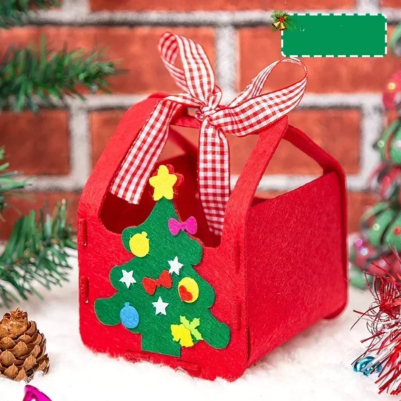 Boîte cadeau de Noël bricolage pour enfants, sac à bonbons, artisanat fait à la main, jouet, sac à main, matériaux de décoration de Noël, kits, jouets pour enfants