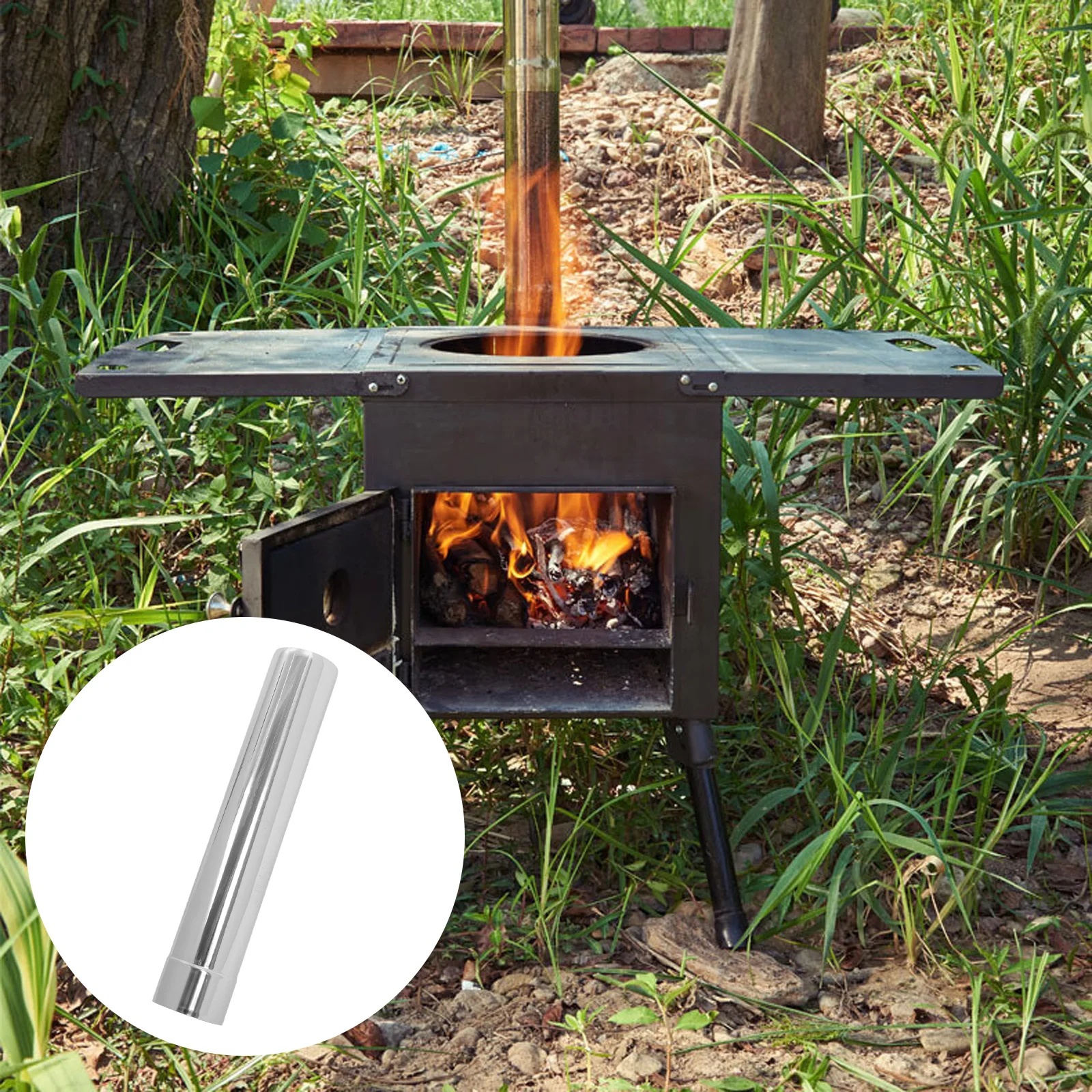 

Stainless Steel Tent Stove Chimney Pipe 60x320mm Camping Flue Wood Burning Adjustable Extension Fireplaces Dryer Exhaust Hose