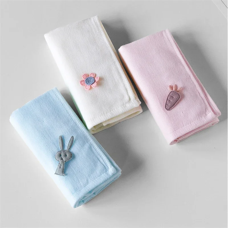 

1Pc 25x50cm 100% Cotton Cartoon Animal Flower Applique Children Hanging Small Soft Hand Face Towel