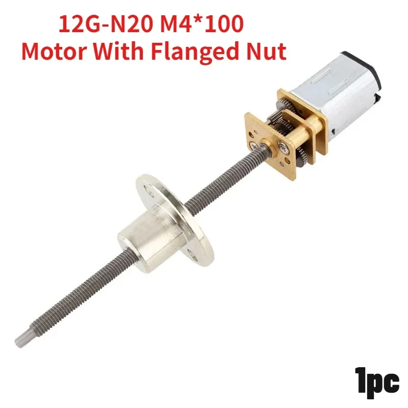 1pc 12GA-N20 M4*100 Lead Screw 3/6/12V Micro DC Reducer Motor with Flanged Nut 15/30/50/60/100/200/300/500/1000RPM