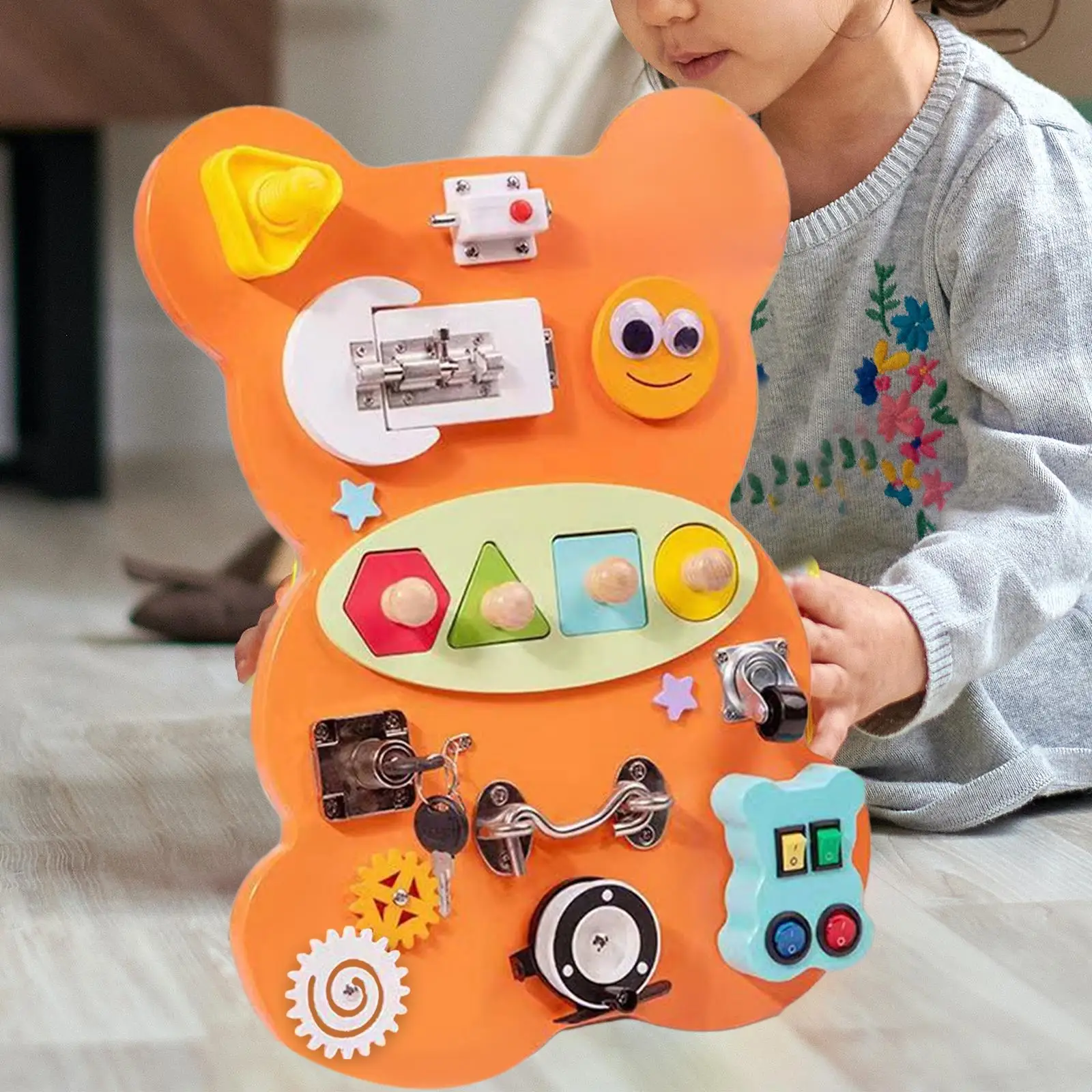 Bear Busy Board 40x29cm Educational 11 Play Ways Life Skills Birthday Gifts