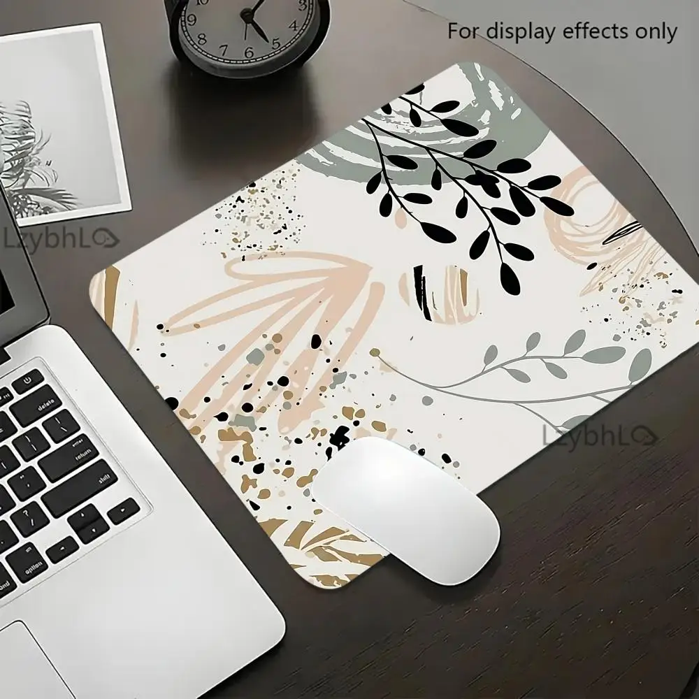 

Green Leaf Plant Mouse Pad Small Gamer Desk Mat Square Gaming Office Accessories Rug Mousepad PC Rubber Keyboard HD Table Mats