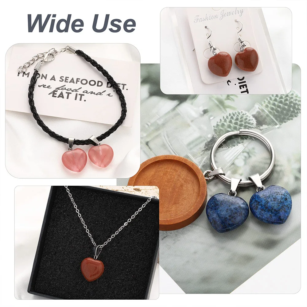 10 قطعة قلادة على شكل قلب حجري مختلط الألوان إكسسوارات مجوهرات نسائية رائعة ، تستخدم لسوار DIY والقلادة وصنع المجوهرات #6