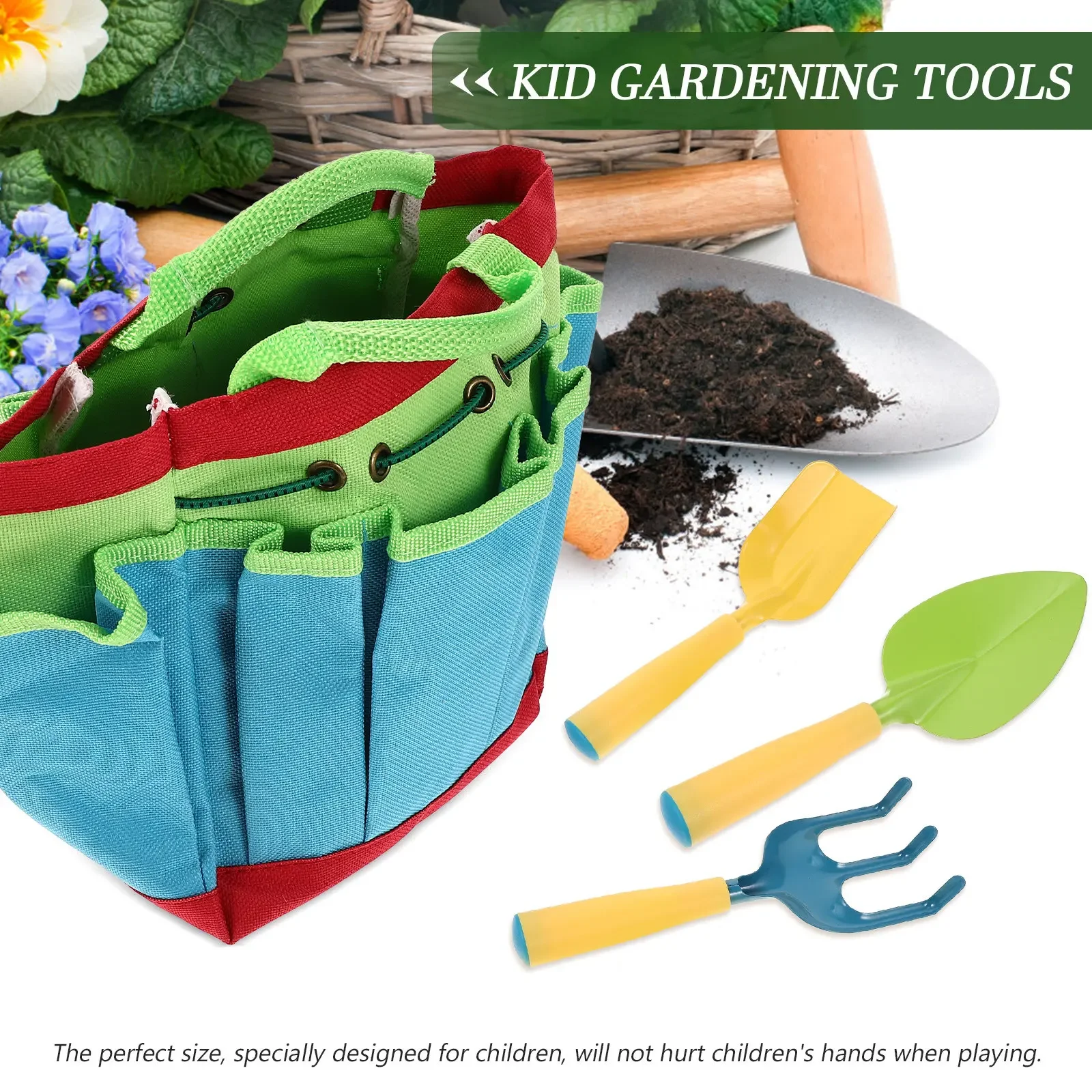 1Set Kids Gardening Tools Set Lightweight Iron Plastic Cloth Materials Perfect Size for Children Hand-Eye Coordination Outdoor