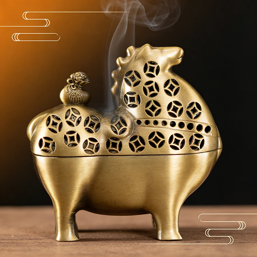 Chinesischer Stil Kreativer Legierungs-Räucherstäbchenhalter Heimdekoration Geschäftsgeschenk Reichtumsverstärkendes Ornament