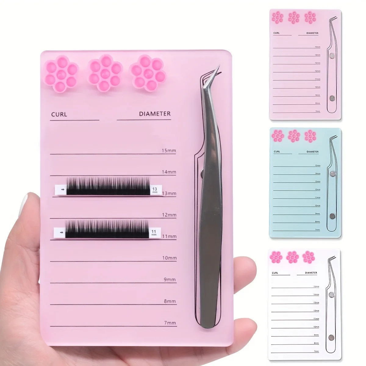 แผ่นรองกาวต่อขนตาแบบแม่เหล็ก พร้อมที่วางสเกล อุปกรณ์แต่งหน้าขนตา แผ่นรองขนตาปลอม สะอาด ถูกสุขอนามัย