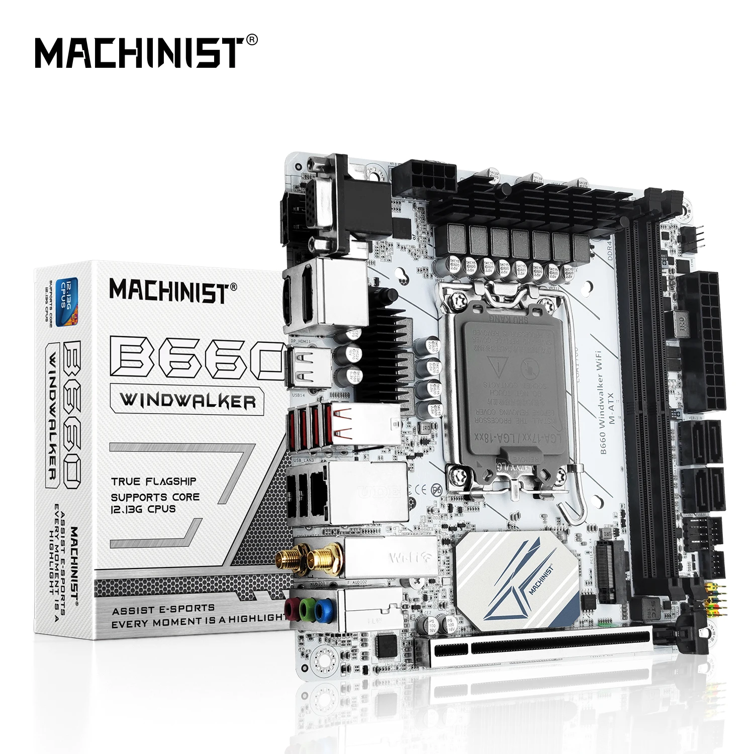 MACHINIST B660 Windwalker WIFI Motherboard LGA 1700 Support DDR4 RAM Intel Core i9/i7/i5/i3/Pentium Mini-ATX with DP VGA HDMI