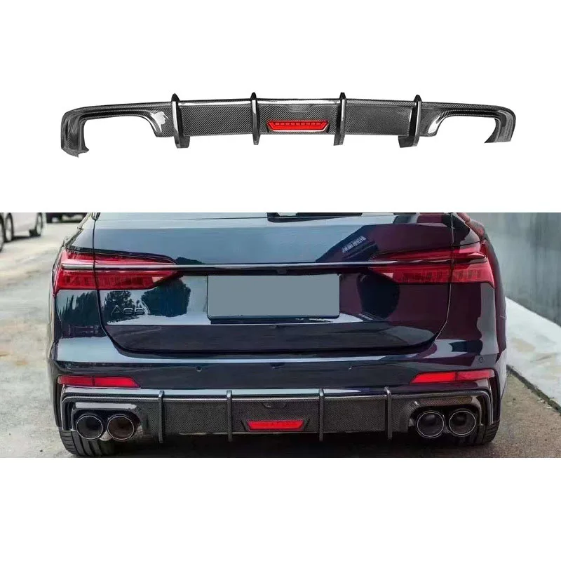 

For 2019 Audi A6 C8 Touring with Light Rear Lip Carbon Fibre Diffuser Modified Auto Parts Body Kit