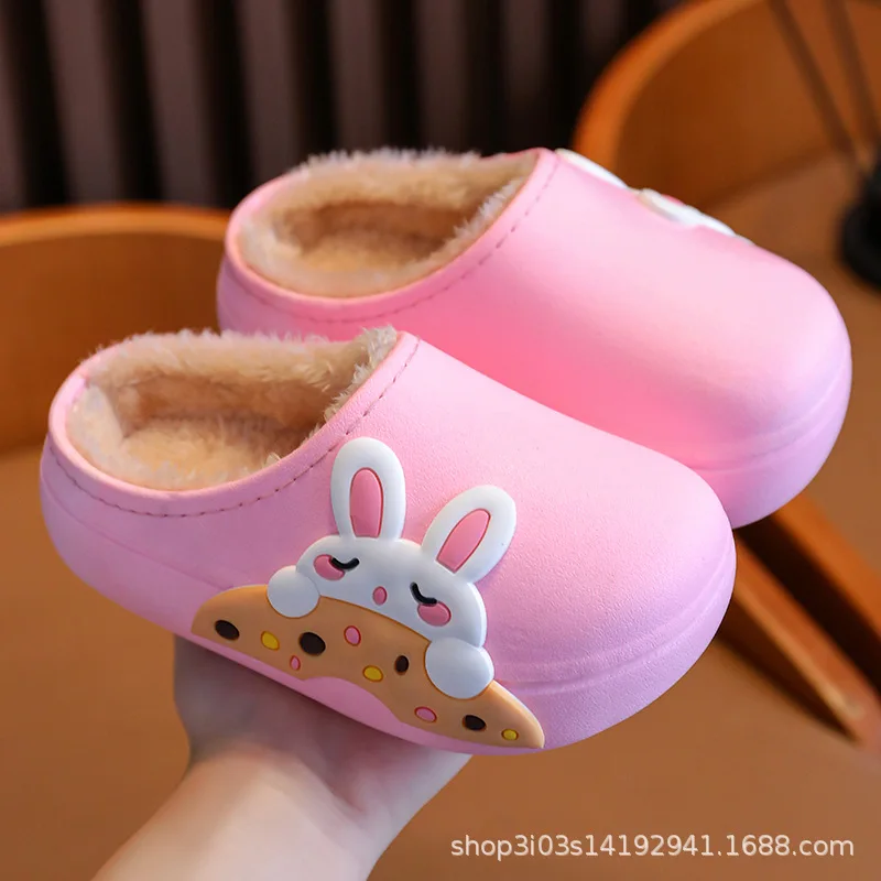 New Winter Casual Shoes Children Cartoon Cotton Slippers Boys Girls Warm Waterproof Casual Shoes Kids Non-Slip Plush Home Shoes