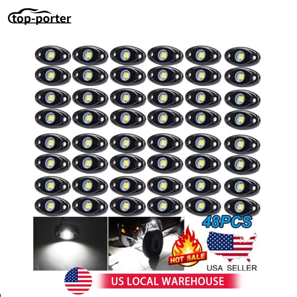 

48 шт. светодиодные фары Rock Lights для днища Trail Rig Glow Lamp Offroad SUV Pickup Truck 12 В-24 В EL-1092