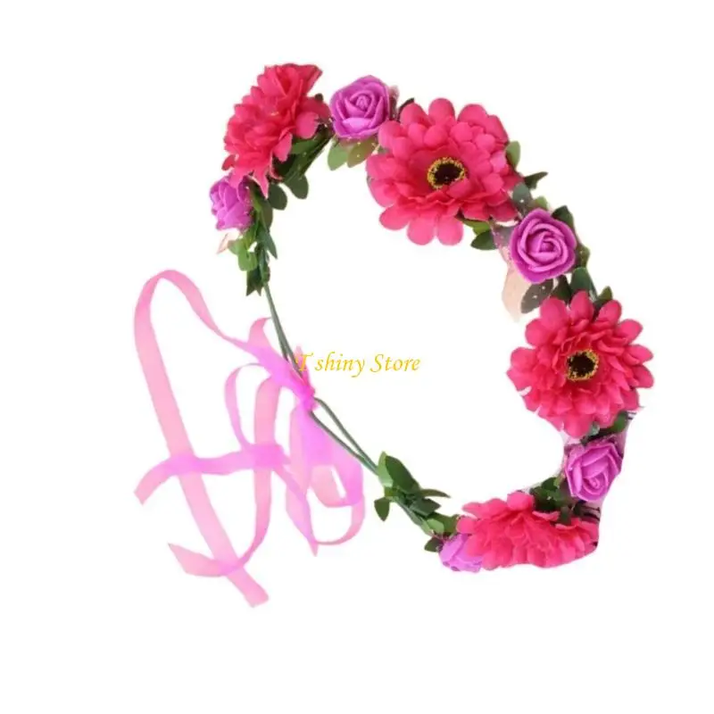 

N58F Bride Flower Crown For Wedding Flower Headbands Women Floral Garlands Crown