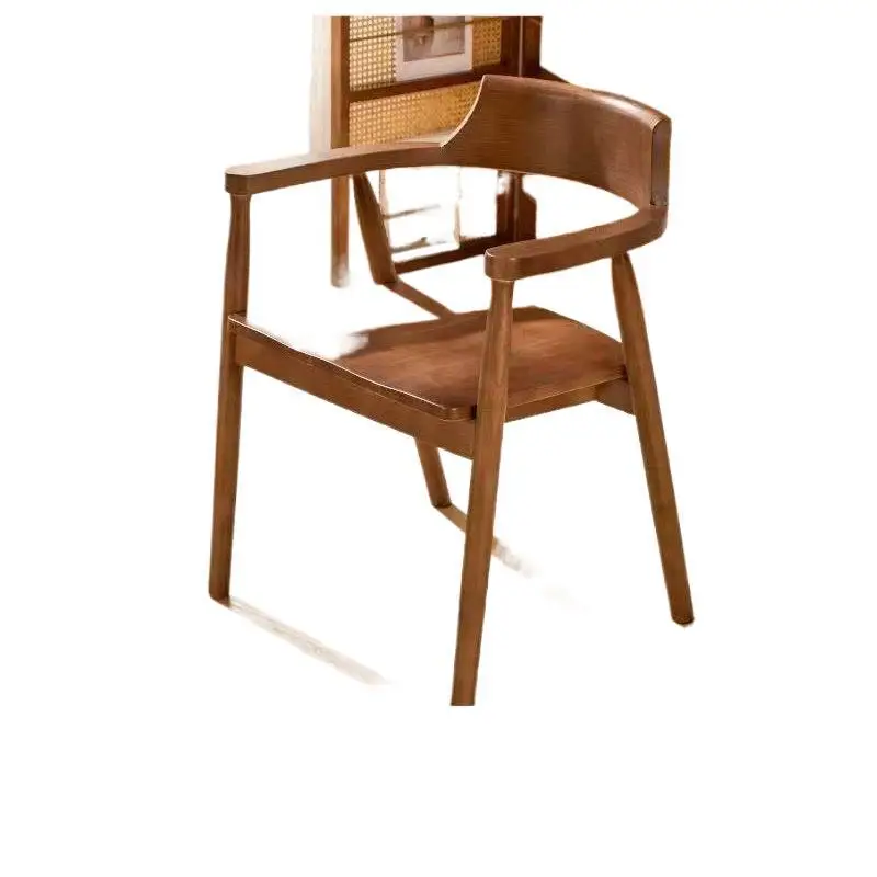 Solid wood dining chair chair Hiroshima restaurant white wax conference household back chair simple negotiation