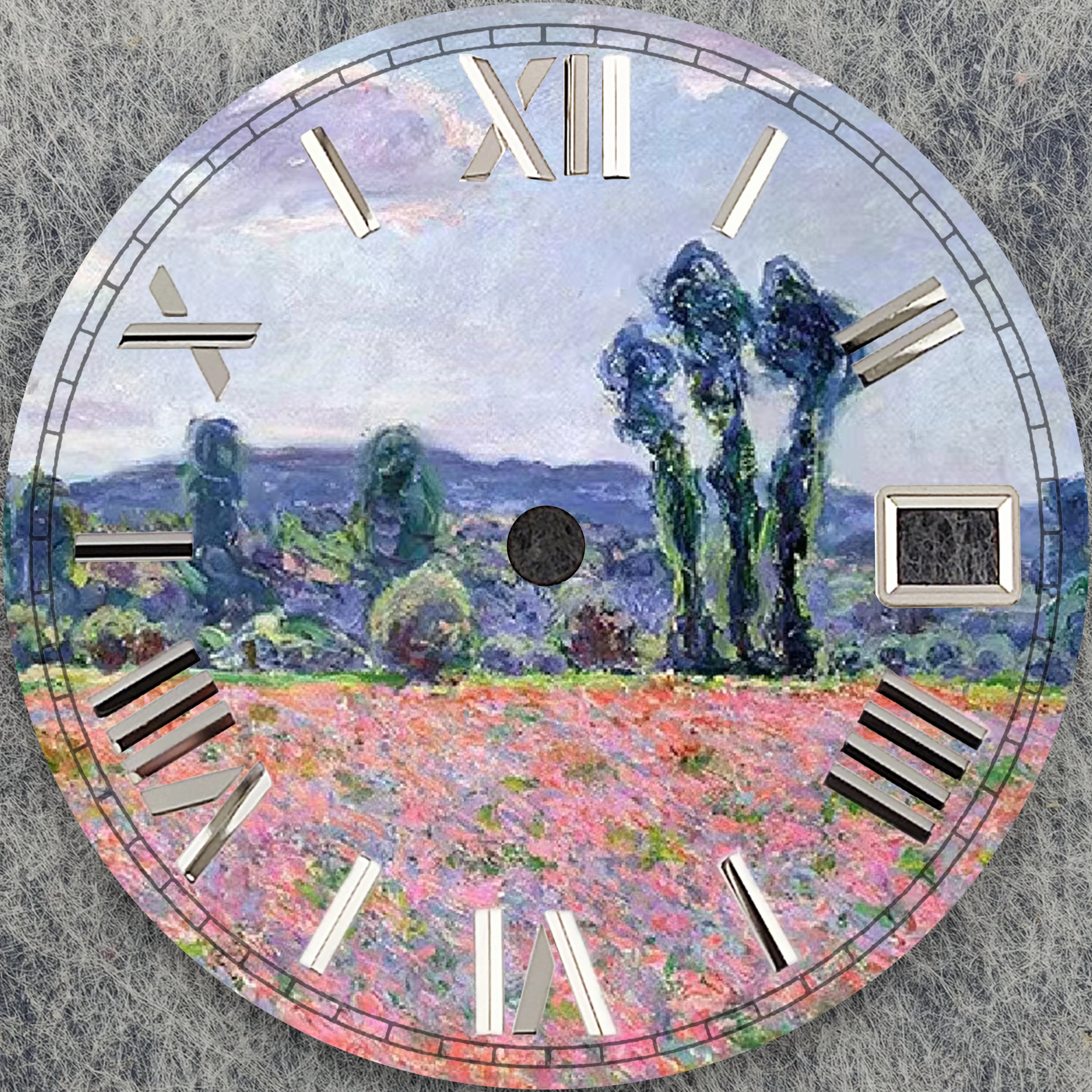 NH35 무브먼트와 호환 가능한 고품질 시계 다이얼, 28.5mm 모네 랜드스케이프 시리즈, 시계 액세서리