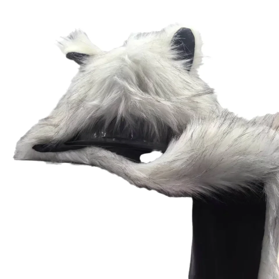 Fluffy Fox Ear Hat Scarf Set for Women, Winter Warm Fleece Ear Muffs Neck Warmer and Gloves Cold Weather Accessories