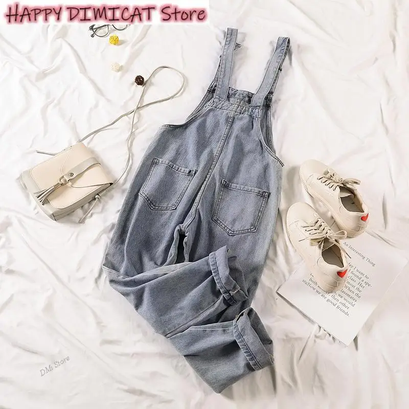 

Wide leg denim overalls for women, casual jeans jumpsuit, large size, loose, autumn