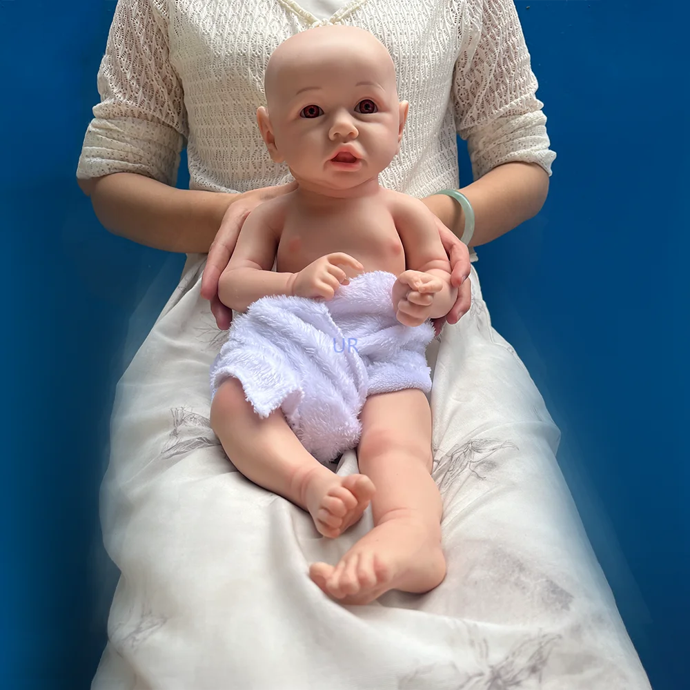 Afrykańska dziewczyna Prototyp Dark Skin Doll Zmywalna Super Miękka Czarna 17,5-calowa Silikonowa Zabawka Reborn Baby Non Vinyl Painted