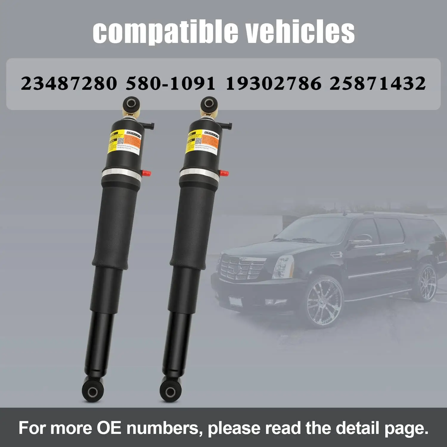 Pair Rear Air Suspension Strut Shock for Cadillac Escalade/Chevrolet Avalanche Suburban 1500/GMC Yukon 1500  25979391 1575626