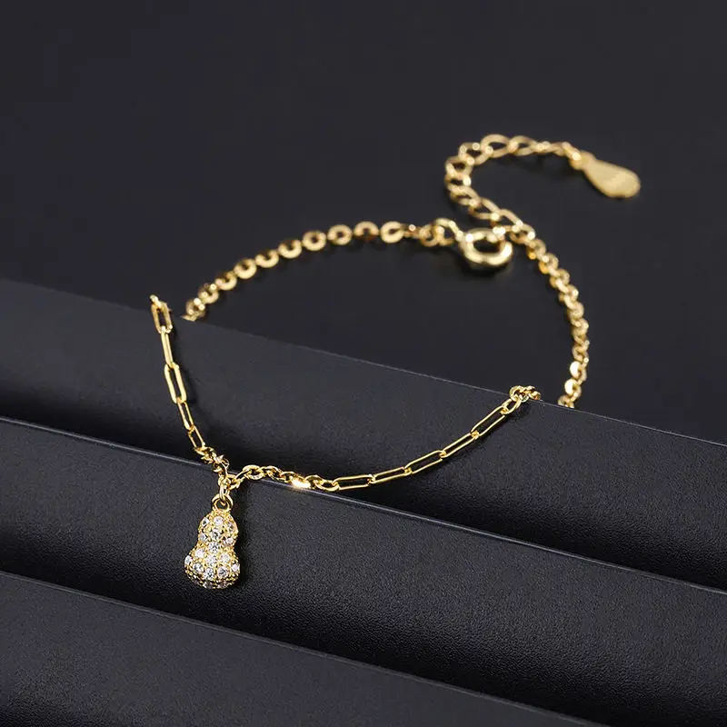 

S999 изысканный серебряный браслет в виде тыквы 2024, новый инкрустированный минималистичный элегантный подарок для нее, регулируемый символический браслет на удачу, ювелирные изделия на день Святого Валентина