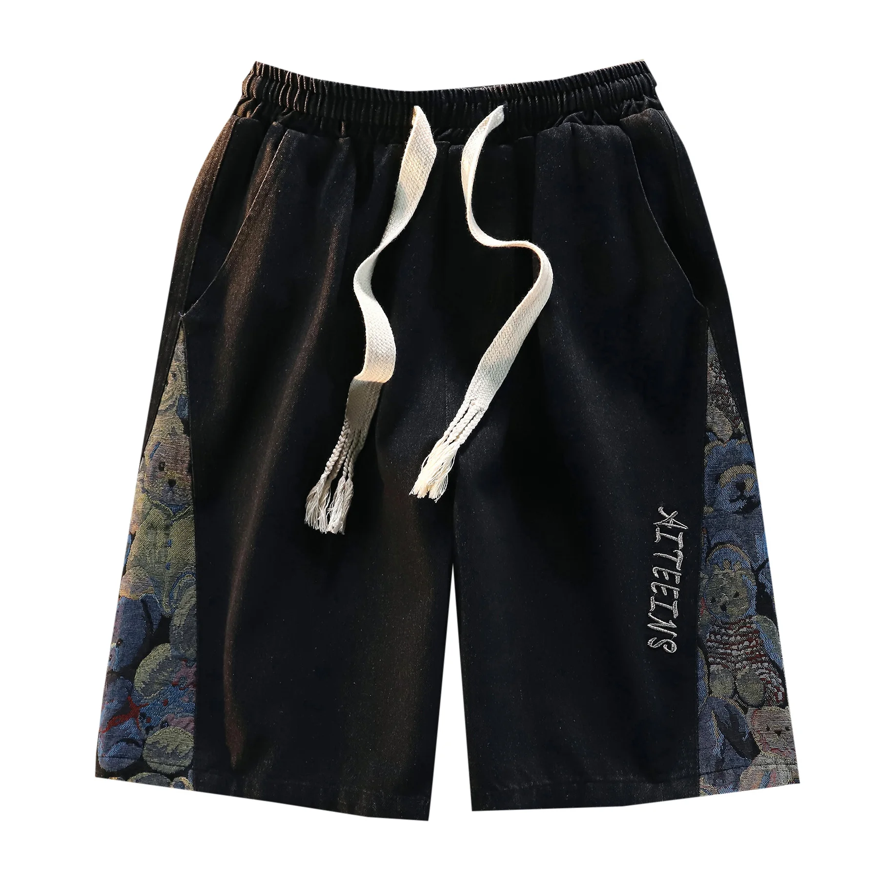 

New Japanese Style Vintage Side Bear Daily Casual Loose Drawstring Sports Shorts Men for Summer