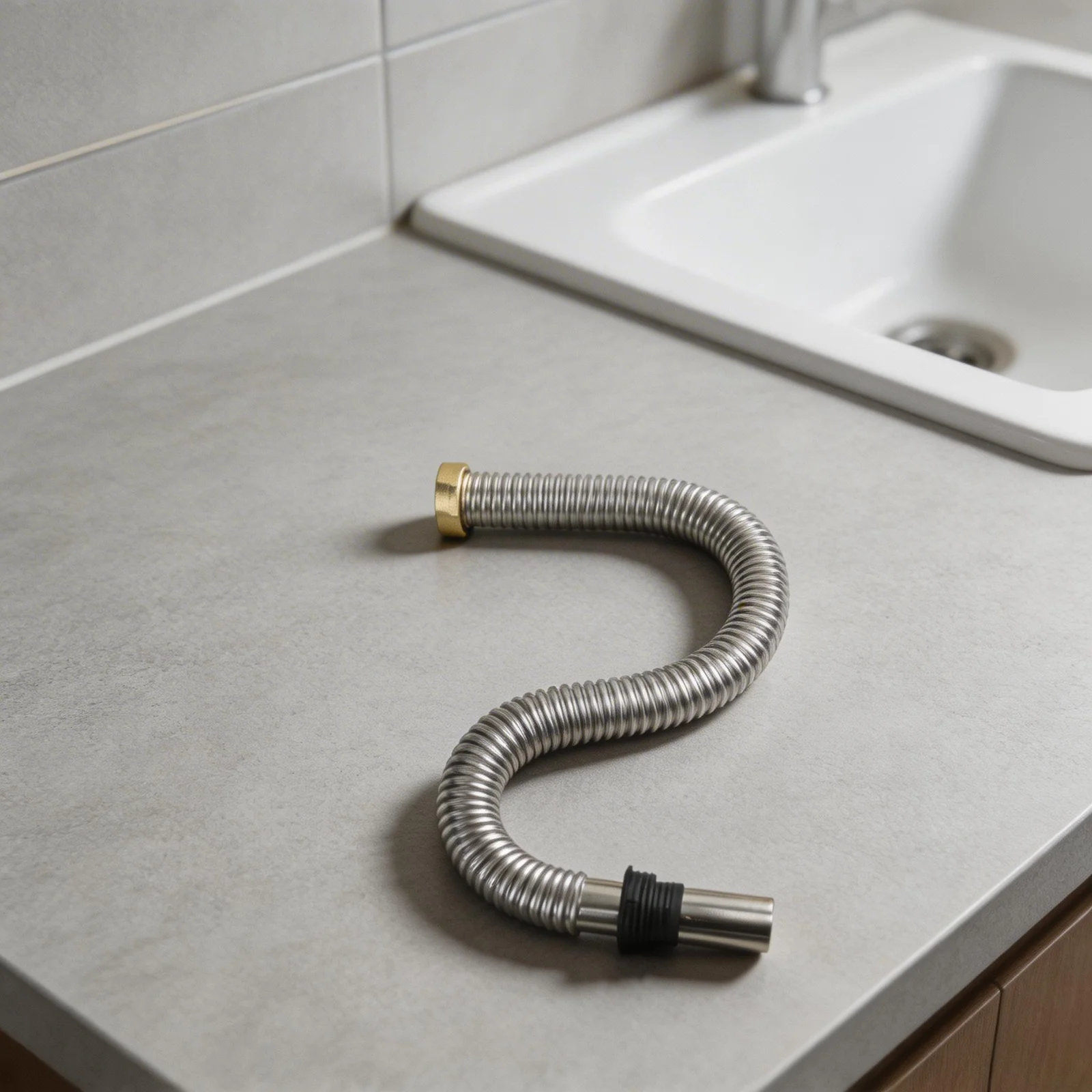 For Kitchen Sink For Bathroom Sink Siphon Connector Flexible Pipe Hose Silver Odor-proof Silicone Ring 80 Cm Length