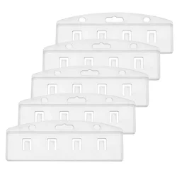 5pcs/pack Horizontal Half Card Badge Holder for Swipe ID Cards Frosted Rigid Plastic ID Card Holder