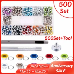 360/500/600Sets Grommet Kit 5/6mm Round Metal Grommets Eyelets with Install Tool Storage Box for Tarps Fabric Clothing Leather