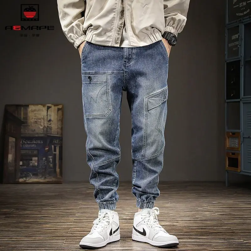 New Denim Fashion Luxury Vintage Loose Denim Jeans for Men Fashion British Casual Workwear Designer Cowboy Cargo Baggy Pants