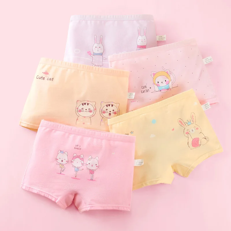 5pairs/lot Girls Underwear Kids Cartoon Printed Panties 2024 Teens Breathable Boxers Briefs 2 To 12 Yrs Children's Clothing