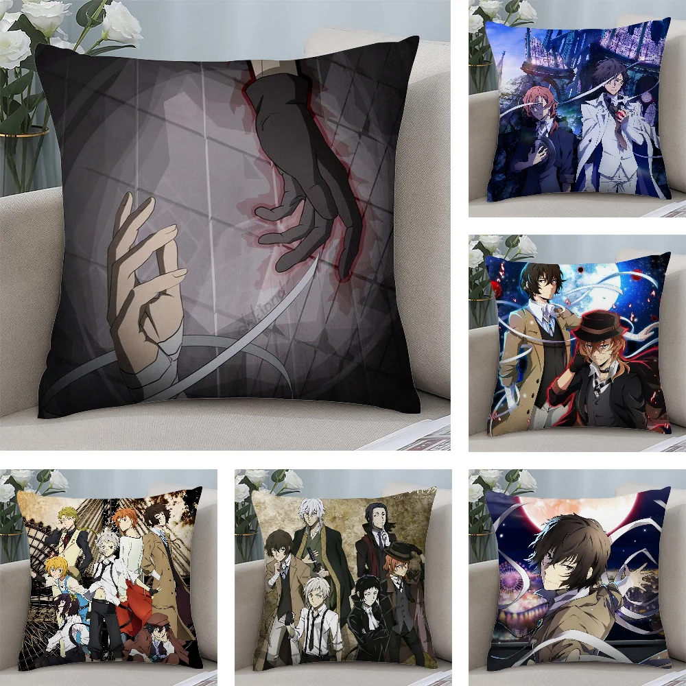 BunGo S-Stray Dogs Pillow Case Plush Fabric Soft Double Sided Print Sofa Cushion Cover Throw Pillow Covers