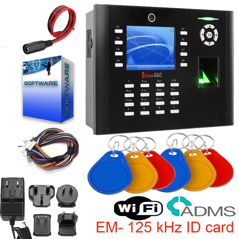 Time Clock zkteco iClock660 Fingerprint Time Attendance Terminal 3.5 Inch Screen 125Khz EM ID Card Finger Prints