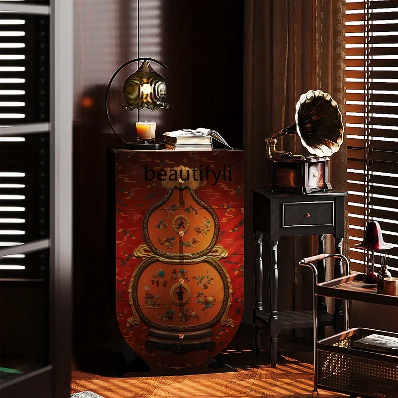 

ss K178 ss25 French gourd solid wood living room storage decorative cabinet household entrance storage cabinet integrated vertic