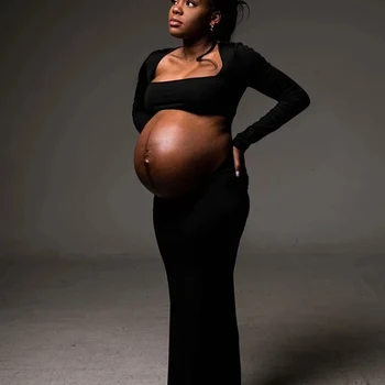 ALTERWomen-Robe extensible à ventre ouvert, tenue longue pour séance photo