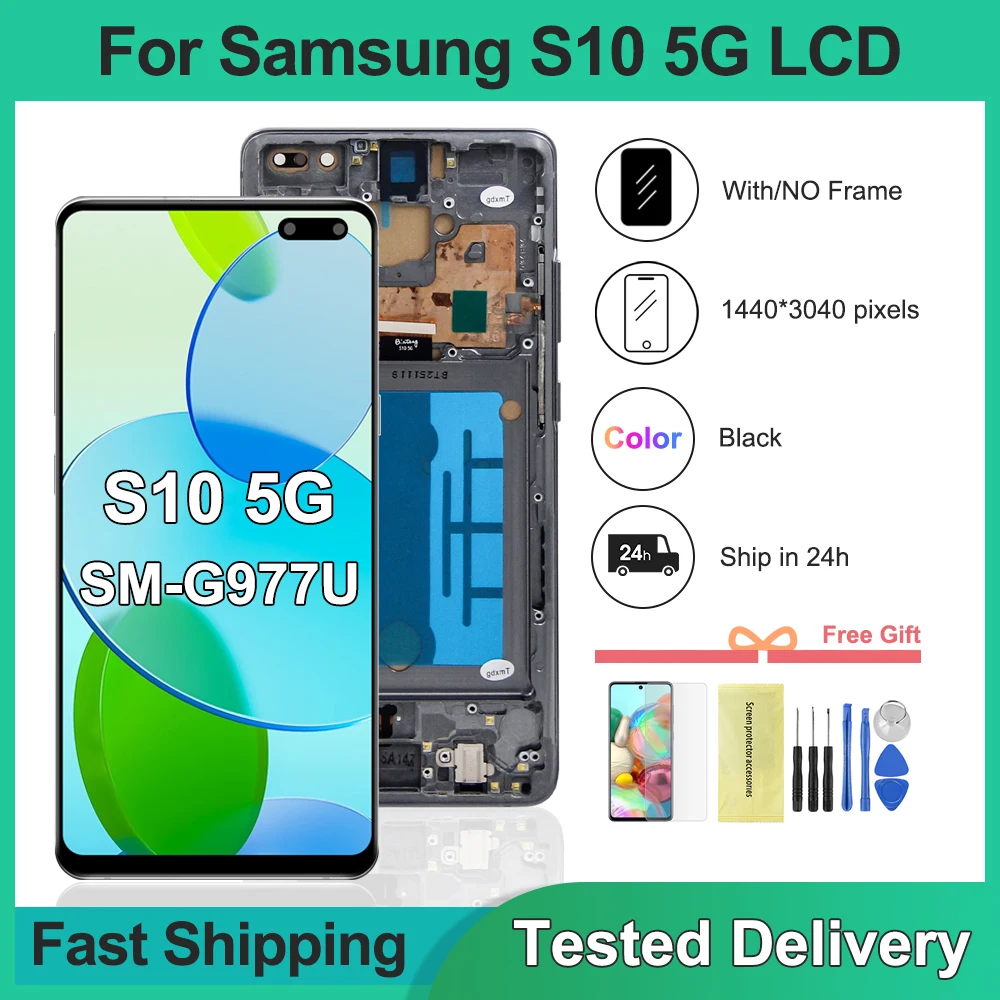 lcd-display-touch-screen-with-frame-digitizer-assembly-replacement-tft-quality-for-samsung-s10-sm-g977-g977b-g977u