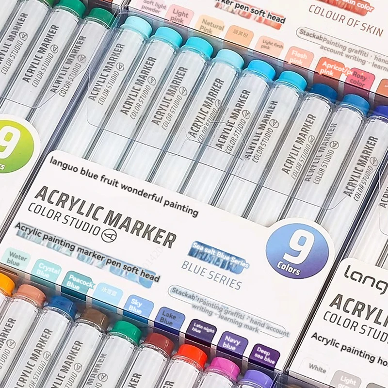 9 Colors Acrylic Paint Pens Paint Markers for Rock Painting Canvas Manga Ceramic Glass Stone Fabric & Art Supplies Brush Pen