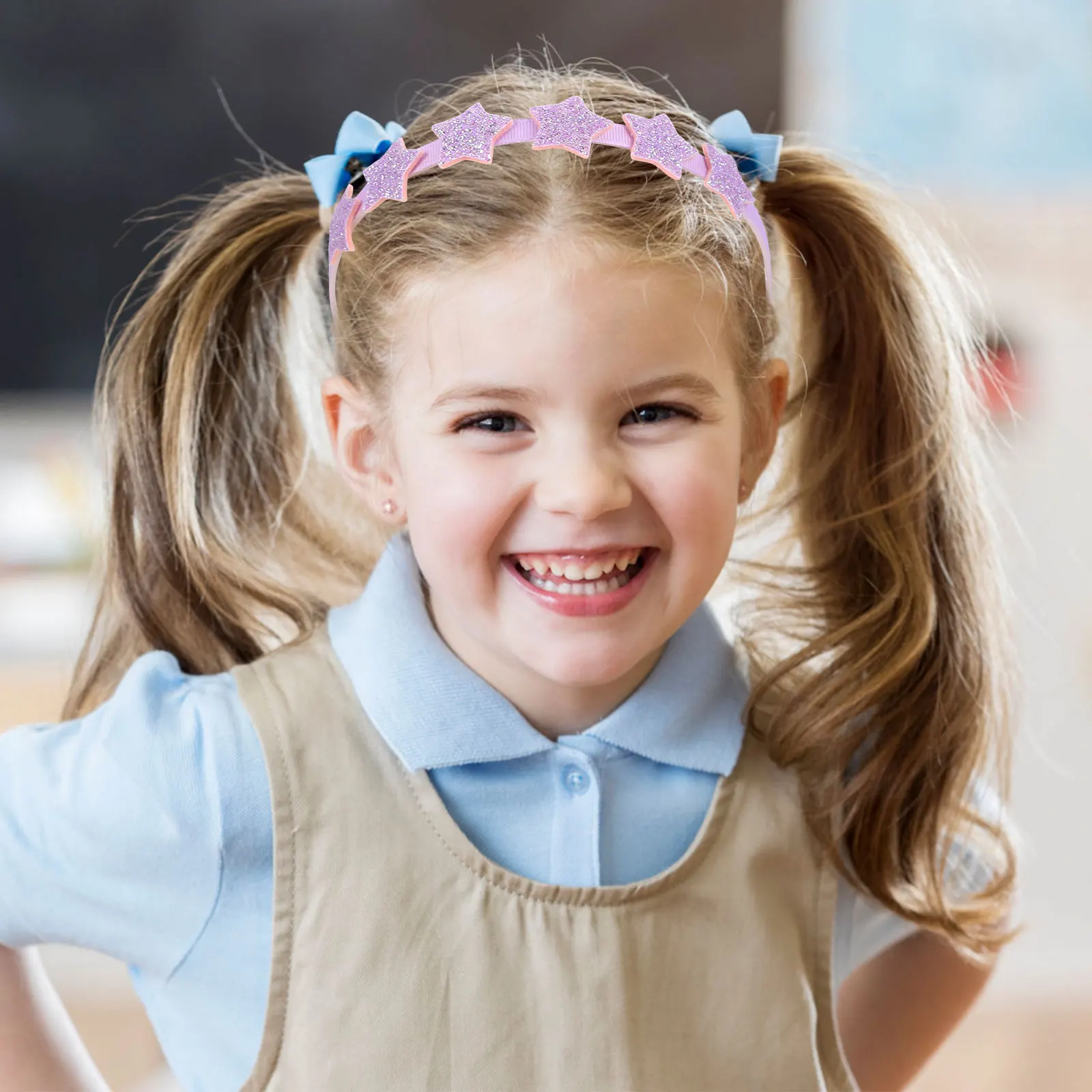 

5 Pcs Children Headband Star Girls Hair Accessories Modeling Glitter Headbands for
