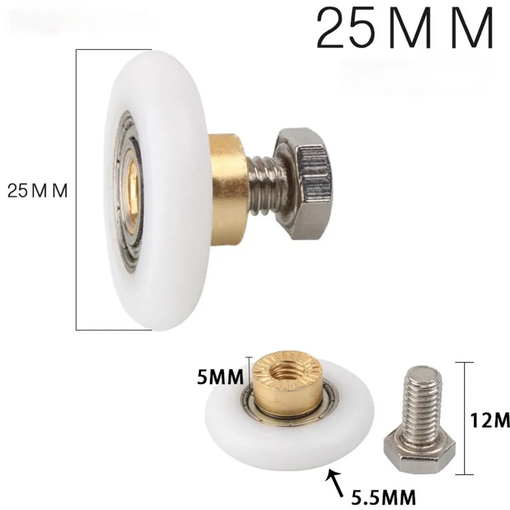 الحمام دش الباب بكرات بكرة عجلات كبيرة معلقة عجلة النحاس الأسطوانة باب زجاجي النايلون استبدال انزلاق 4 قطعة