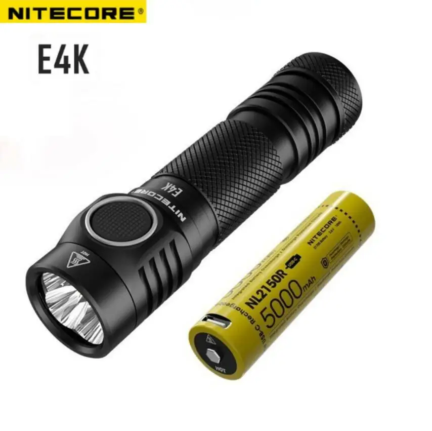 NITECORE E4K Lampe de Poche LED 4xCREE XP-L2 V6 4400 Lumens Haute Puissance EDC Compact Lumière USB-C Torche Rechargeable avec Batterie 21700