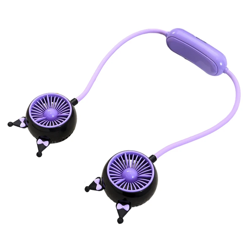 Cute Electric Fan Hand-Free Wearable Personal Fan 300-500Mah Battery Operated For Hot Flashes Home Black