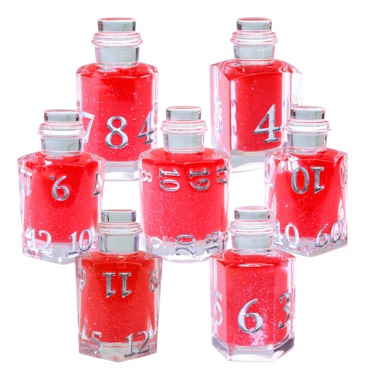 

Potion Bottle Polyhedral Dice Set,Clear Resin DND Dice Set with Red Liquid - Healing RPG Dice for Board Games-Bottle11