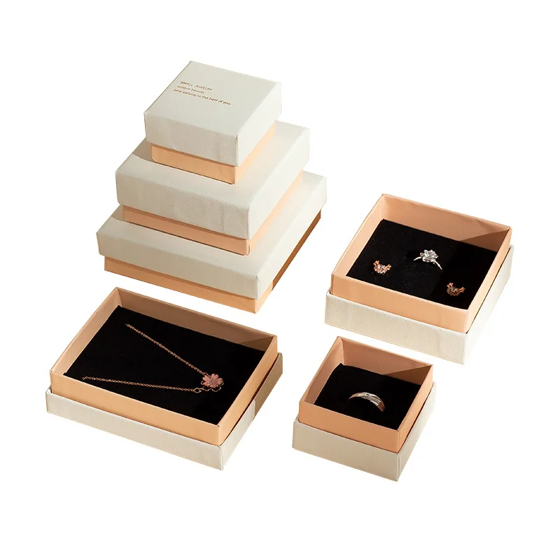 

15/18/24Pcs Cardboard Jewelry Box Square Rectangle Snap Cover Necklaces Ring Paper Packing Box with Sponge for DIY Gift Supplies